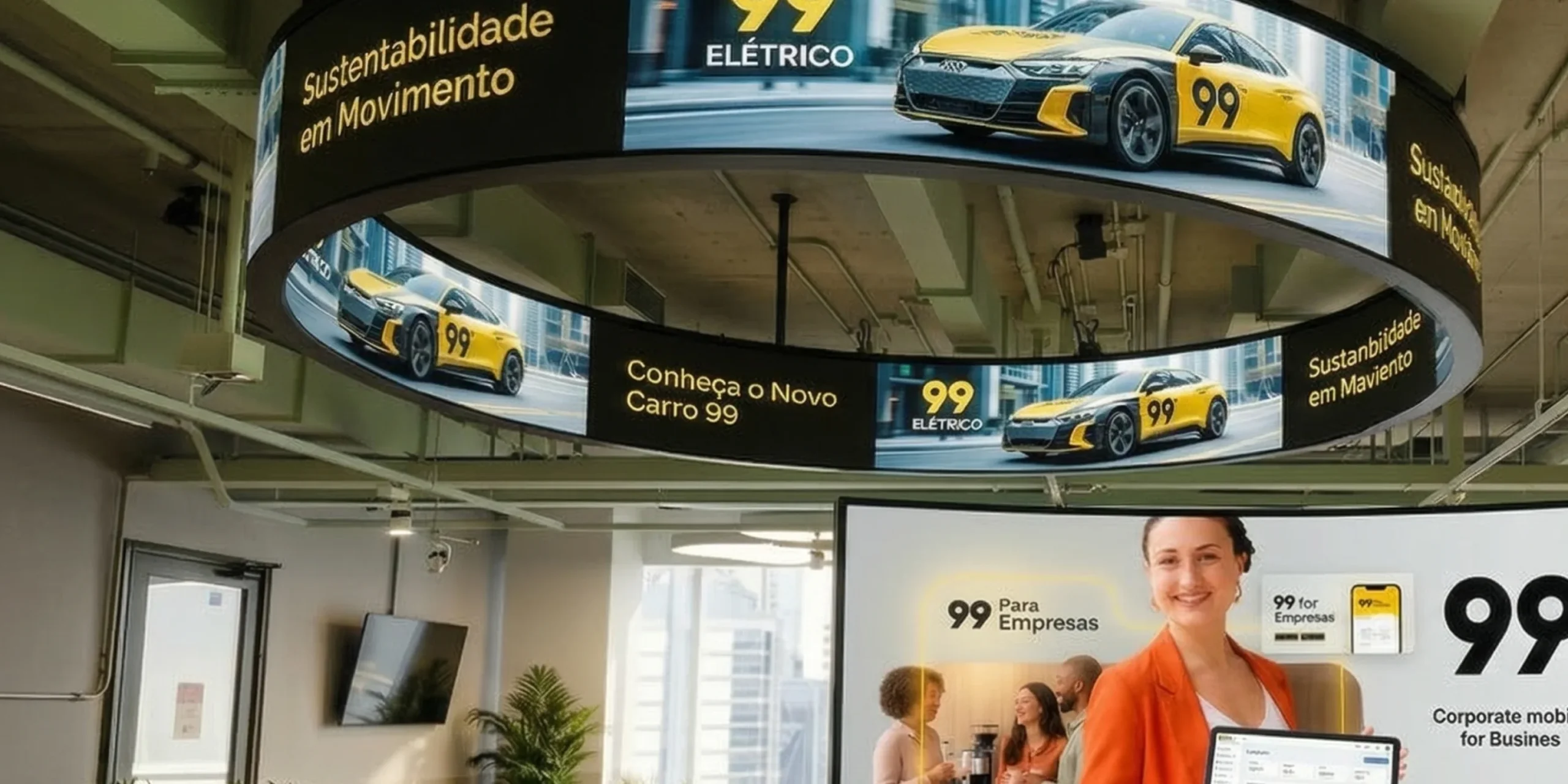 Varejo — A 99 inovou com o nosso painel curvo.