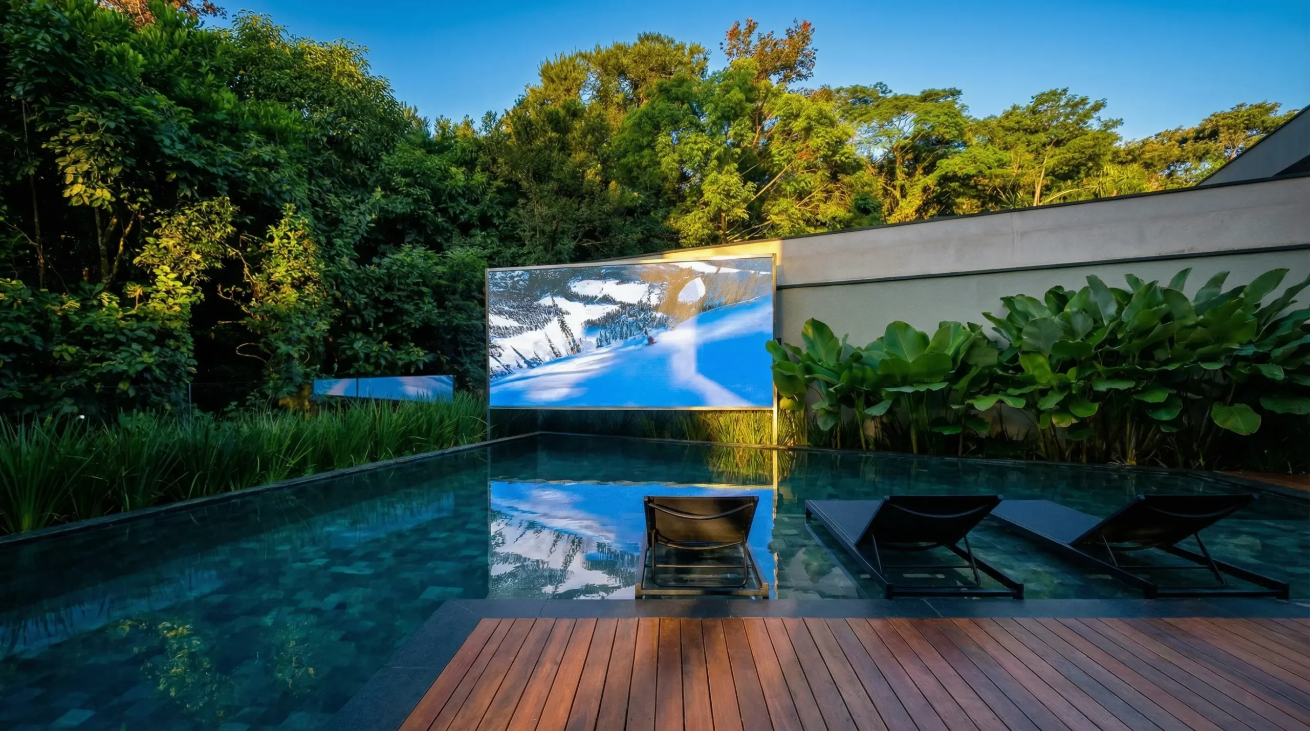 Residências — Transforme sua piscina em cinema