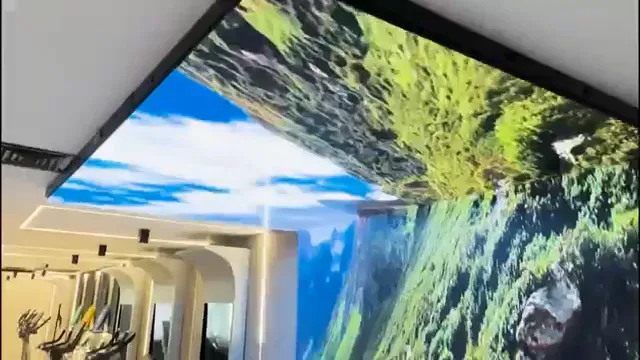 Detalhe do cenário de montanha atravessando o teto
